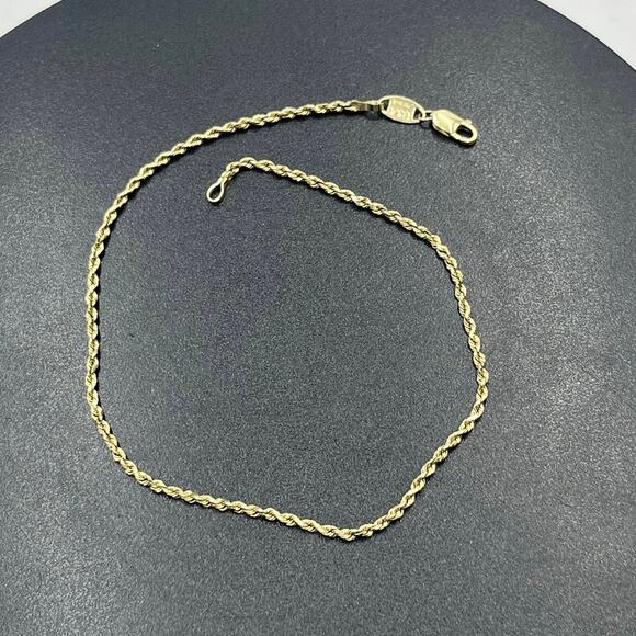Michael Anthony Signed 14k Yellow Gold Rope Chain Anklet Bracelet USA 9.5” - Picture 1 of 7